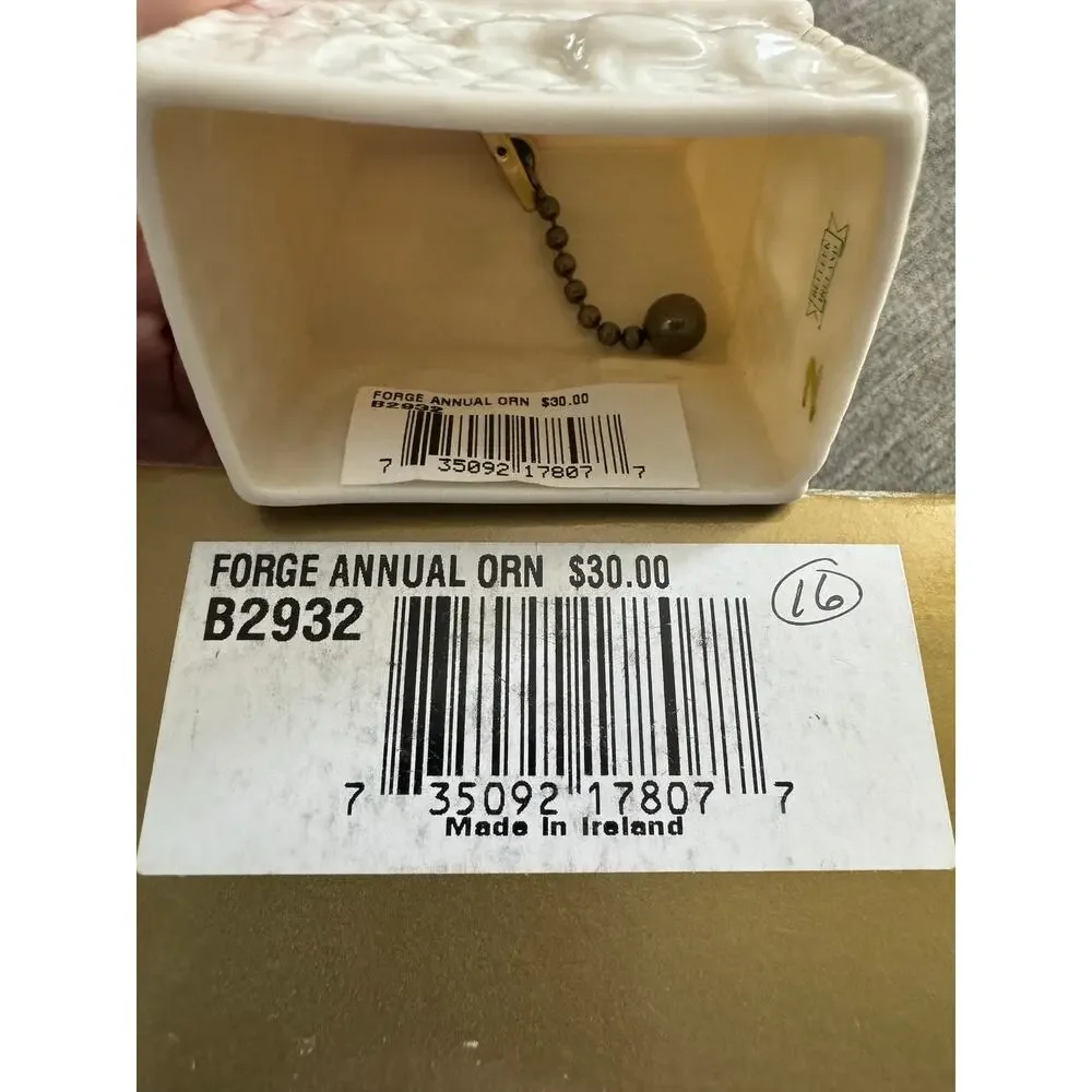 NWB Vintage Irish Belleek Porcelain Christmas ornament Foley's Forge - With Box